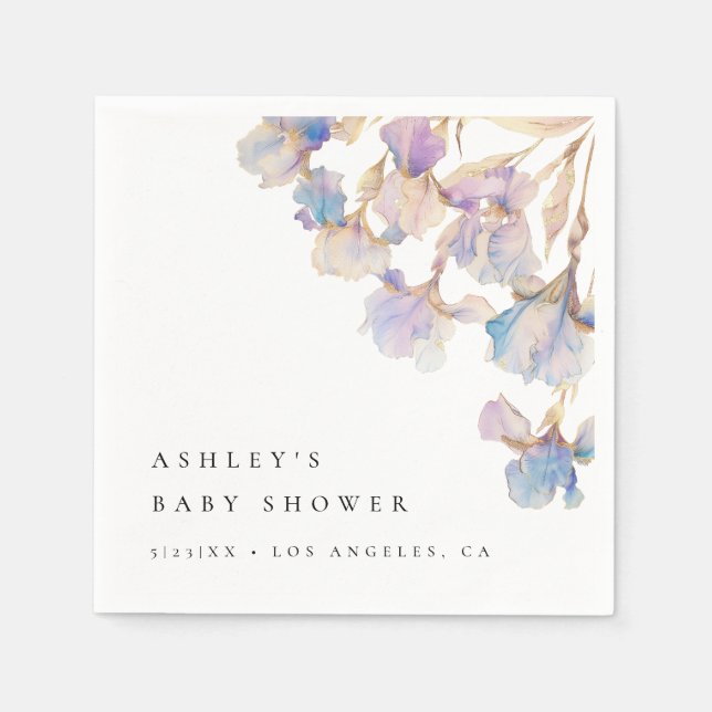Elegant Iris Baby Shower Pappersservett (Framsidan)