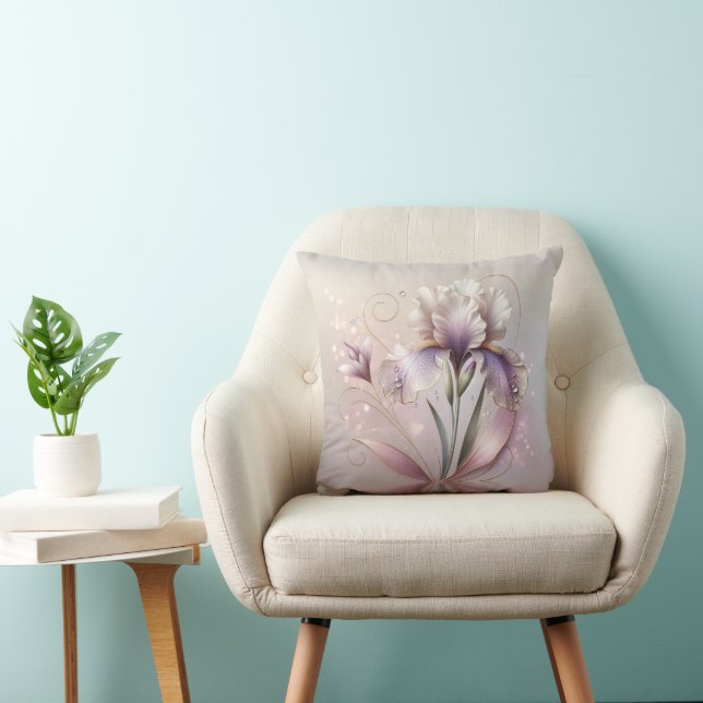 Elegant Iris blomma med Guld klåda Kudde (Stol)