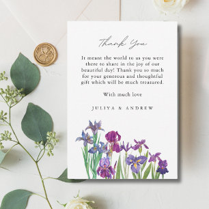 Elegant Iris-blomman bröllop - tackkort Tack Kort