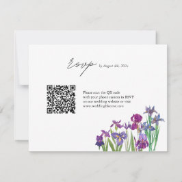 Elegant Iris-blomman QR-kod bröllop OSA Kort