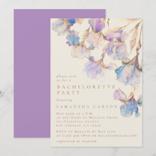 Elegant Iris Blommig Akvarell Sjungmöfest Inbjudningar
