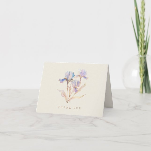 Elegant Iris Blommig Bröllop Tack Kort (Framsida)