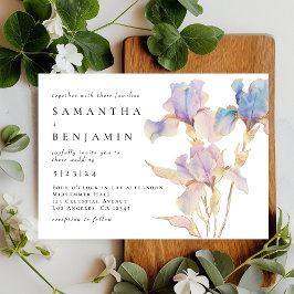 Elegant Iris Blommigt Bröllop Inbjudningar