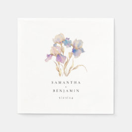 Elegant Iris Blommigt Bröllop Pappersservett