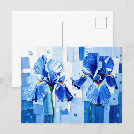 Elegant Iris i Modern Abstrakt Stil Helg Vykort