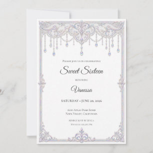 Elegant Iriserande Spets Sweet 16 Inbjudningar