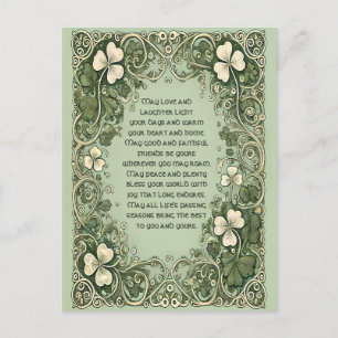 Elegant Irish Blating with Celtic Shamrock Gräns Helg Vykort
