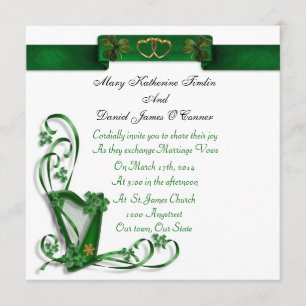 Elegant Irish bröllopsinbjudan Harp Inbjudningar