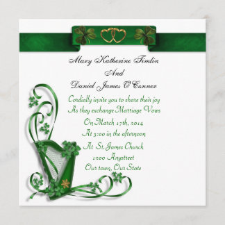 Elegant Irish bröllopsinbjudan Harp Inbjudningar