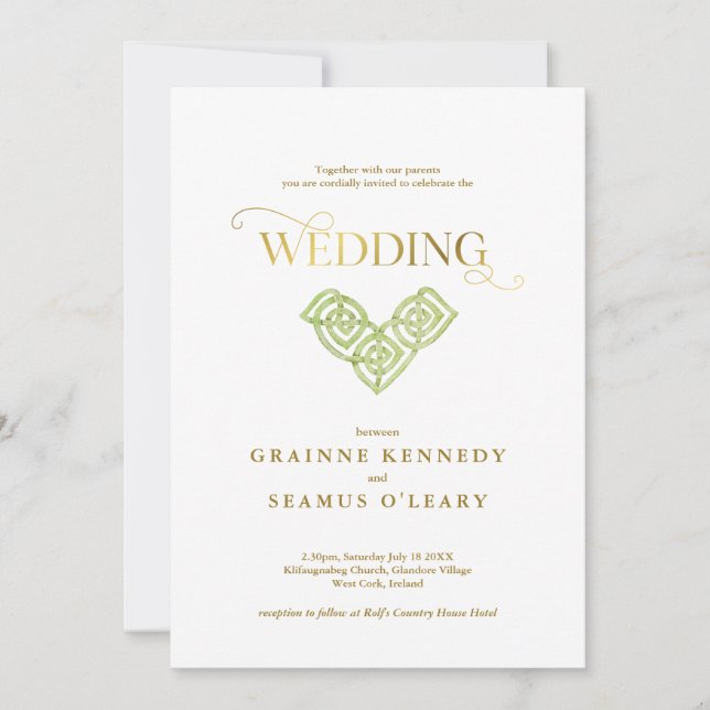 Elegant Irish Celtic Knot all in One Bröllop Inbjudningar (Framsida)