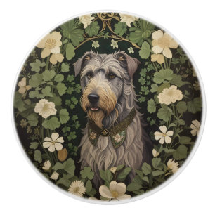 Elegant irländsk irländsk wolfhound med shamrocks knopp