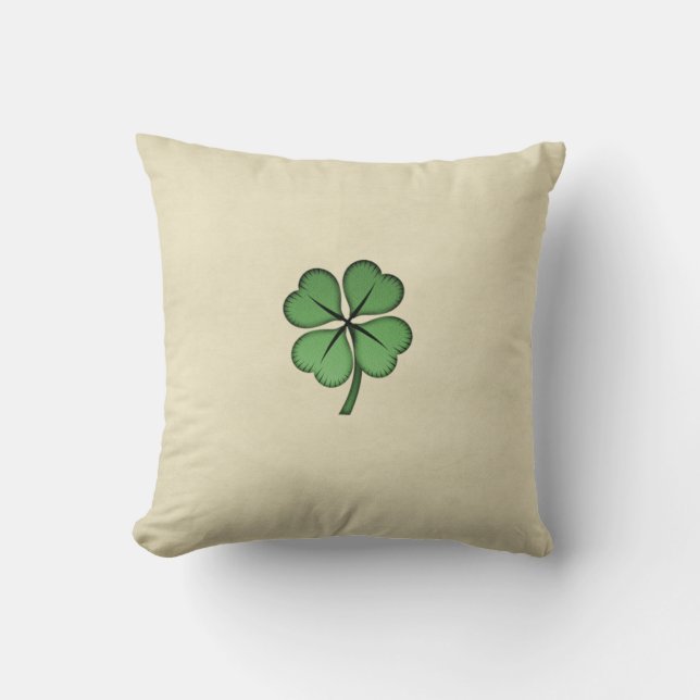 Elegant irländsk lycklig shamrock kudde (Framsida)