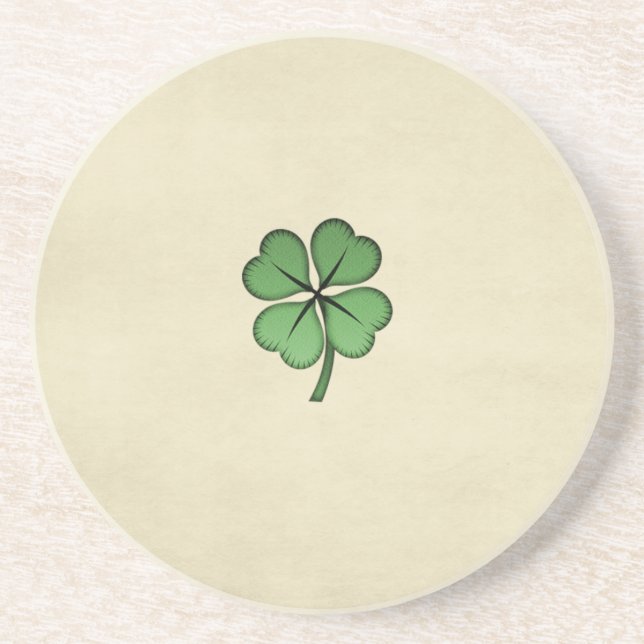 Elegant irländsk lycklig shamrock underlägg sandsten (Framsidan)