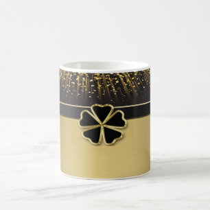 Elegant irländsk shamrock, falskt guldkonfetti kaffemugg