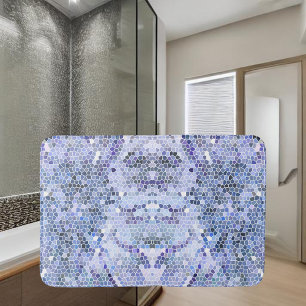 Elegant isblå mosaik, modern badrumsmatta