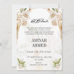 Elegant Islamic Blommigt aqiqah Inbjudningar