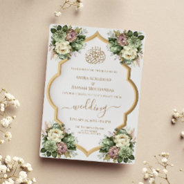 Elegant Islamic Blommigt Bröllop Inbjudningar
