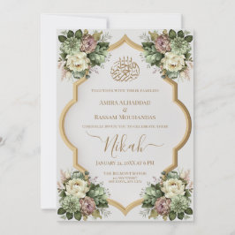 Elegant Islamic Blommigt Nikah Inbjudningar
