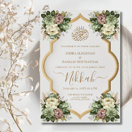 Elegant Islamic Blommigt Nikkah Inbjudningar