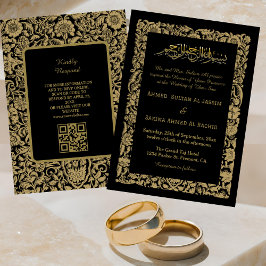 Elegant Islamic Bröllop Nikah med QR-kod Inbjudningar