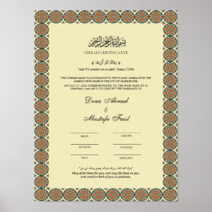 Elegant Islamic Giftermål Certification Poster