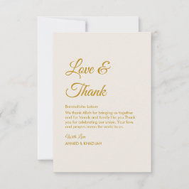 Elegant Islamic Wedding Thank You Card Tack Kort