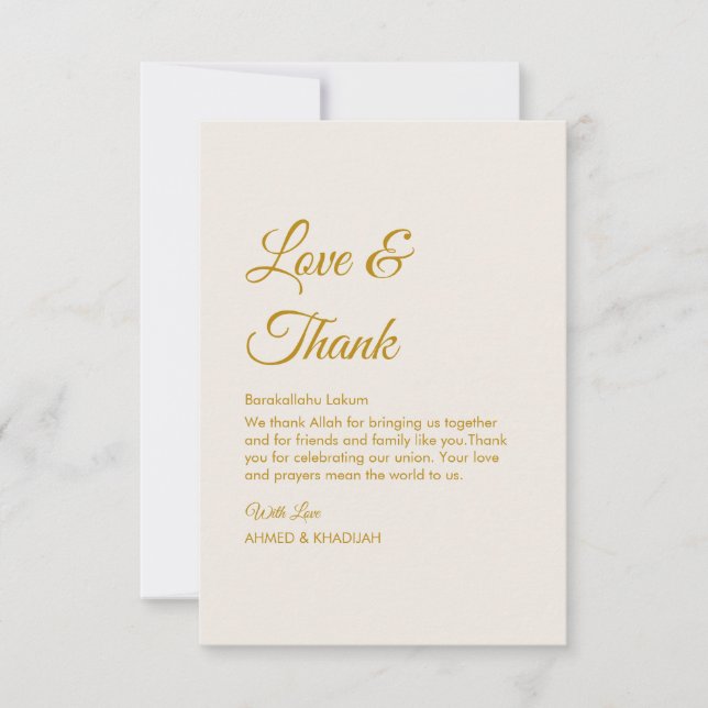 Elegant Islamic Wedding Thank You Card Tack Kort (Framsida)