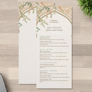 Elegant islamisk båge blommande bröllopsmeny meny