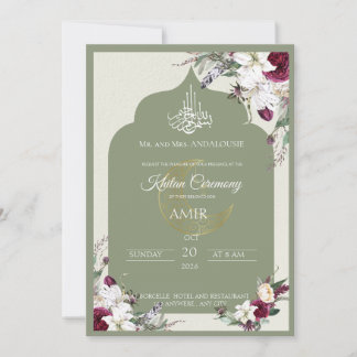 Elegant islamisk Khitan-ceremoni Blommig inbjudan