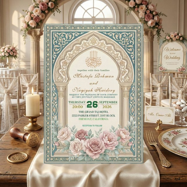 Elegant islamsk Nikah Bismillah kalligrafi Inbjudningar (Skapare uppladdad)