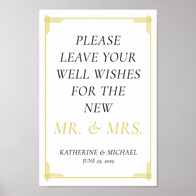 Elegant Island Citrus Yellow Green Guestbook Sign Poster (Framsidan)