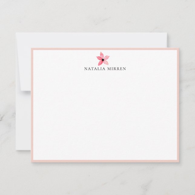 Elegant Island Rosa Botaniskt blomma Anteckningskort (Framsida)