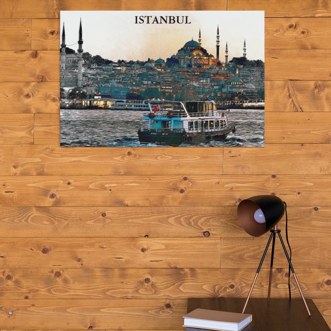 Elegant Istanbul Turkey Hagia Sophia Architecture Poster (Istanbul Turkey Pnaorama view)