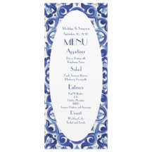 Elegant Italien blue La Dolce Vita Flat Menu