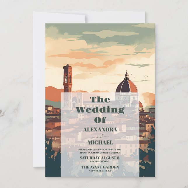 Elegant Italien Florence Destination Wedding Inbjudningar (Framsida)