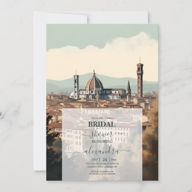Elegant Italien Florens Destinationsmål, Möhippa Inbjudningar (Framsida)