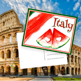 Elegant Italien Vattenfärg Melon Travel Helgdag Vykort