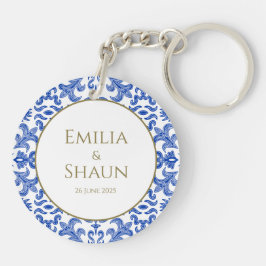 Elegant italiensk blå akrylnyckelkedja