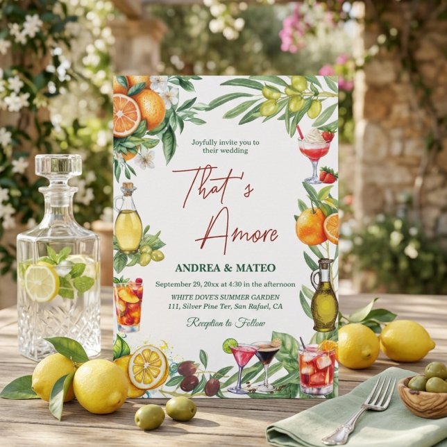 Elegant italiensk citrus-cocktail bröllopsfirande  inbjudningar (Skapare uppladdad)