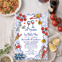 Elegant italiensk middag för 25-årsjubileum inbjudningar
