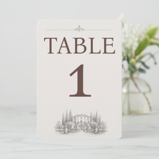 Elegant italiensk villabryllup bordnummer inbjudningar