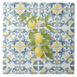 Elegant Italienska Blue Tile Lemon Kakelplatta