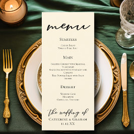 Elegant ivoriansk minimalistisk typografi Bröllop- Meny