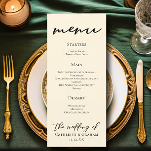 Elegant ivoriansk minimalistisk typografi Bröllop- Meny