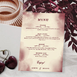 Elegant Ivory and Burgundy Retro Wedding Simple Meny