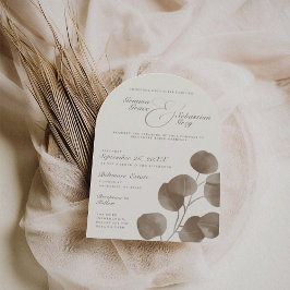 Elegant Ivory & Ash Fall Botanical Bröllop Arch Inbjudningar