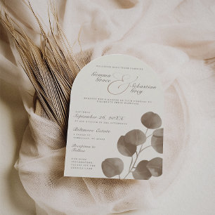 Elegant Ivory & Ash Fall Botanical Bröllop Arch Inbjudningar