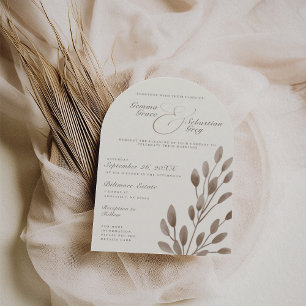 Elegant Ivory & Ash Fall Botanical Bröllop Arch Inbjudningar