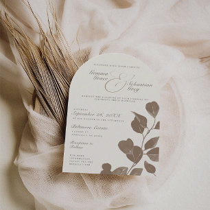 Elegant Ivory & Ash Fall Botanical Bröllop Arch Inbjudningar