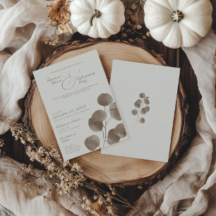 Elegant Ivory & Ash Fall Botanical Bröllop Inbjudningar